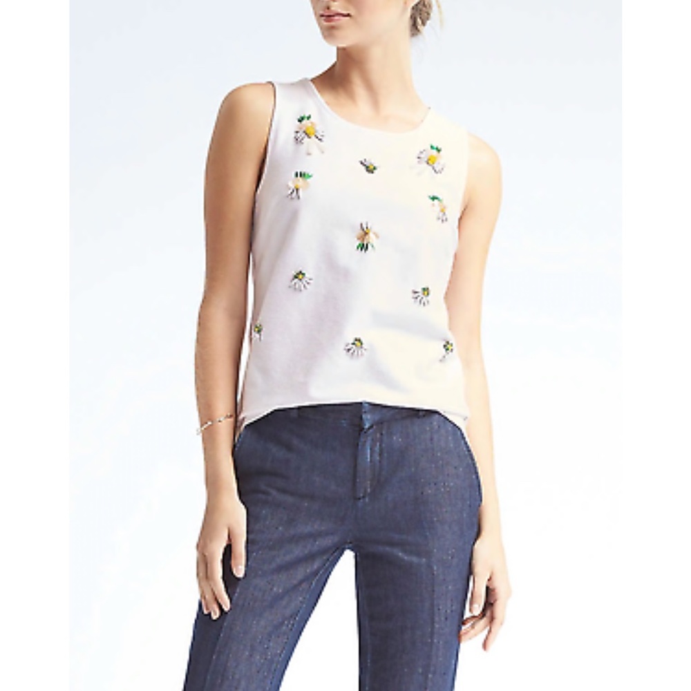 Banana Republic Pineapple Embellished Tank Top